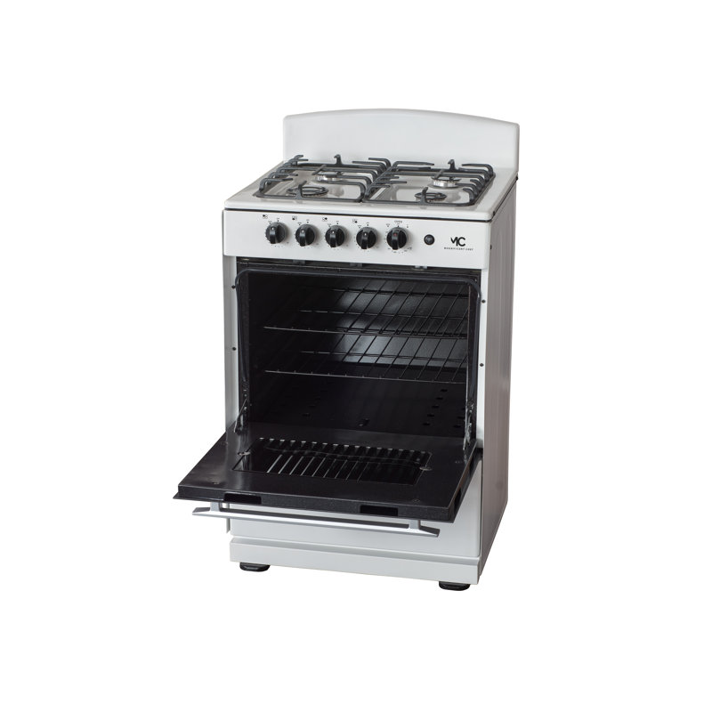 Cuisinière autoportante 24 po avec four d'une capacité de 3,0 pieds cubes - 4 brûleurs scellés Sabaf italiens - B, Blanc