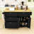Farmhouse Rolling Kitchen Island with Drop Leaf, Storage Cabinet, Drawers, Power Outlet and 2 Stools-740859530