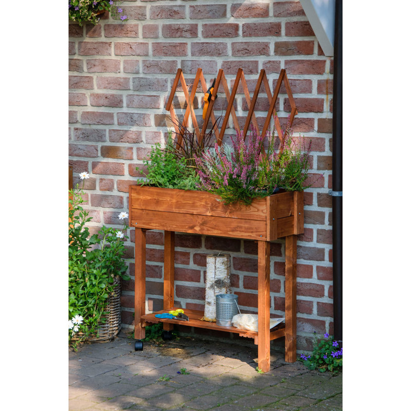 Elevated Planter with Trellis, Brown