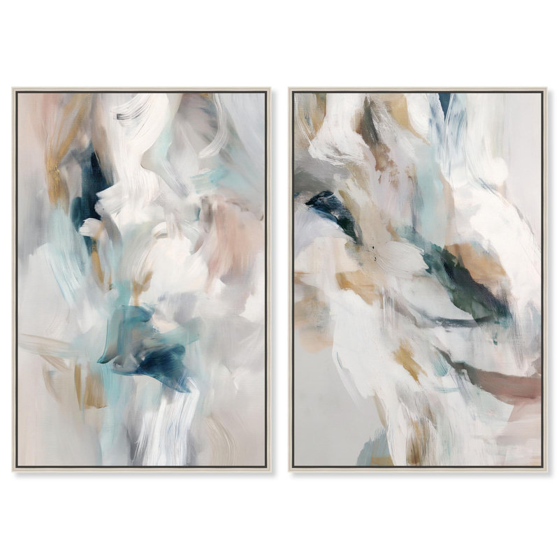 «Whispering Colors Duo», reproduction d'art sur toile par Art Remedy, cadre argenté, 16 x 24, Cadre argenté