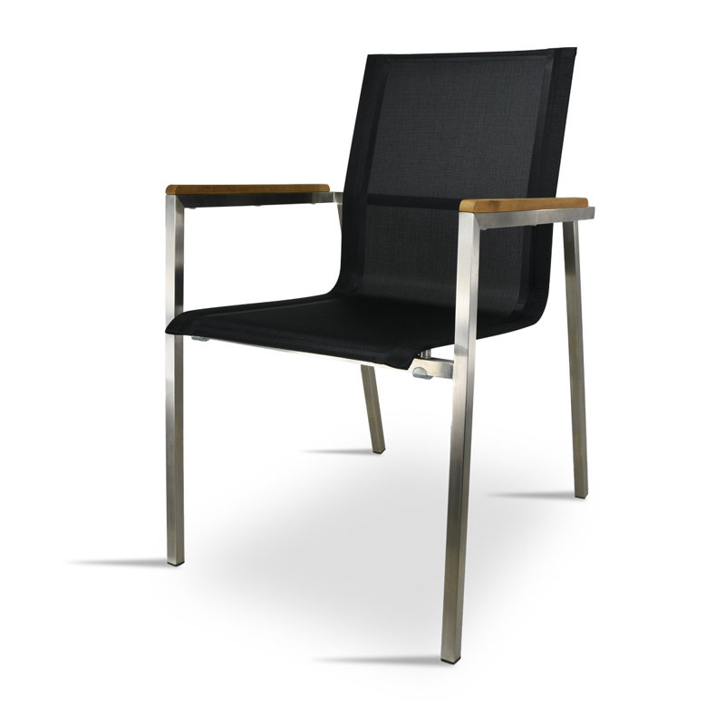 Vickey Patio Dining Armchair with Cushion, Black