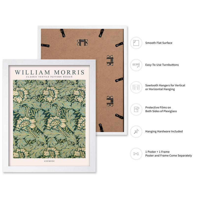 William Morris - Anémone n ° 1, H 18 po x l 24 po, Affiche, Encadrement blanc