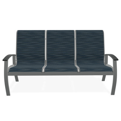 Belle Isle Sling Aluminum Frame 3-Seat Sofa with Marine Grade Polymer Arm Accent
