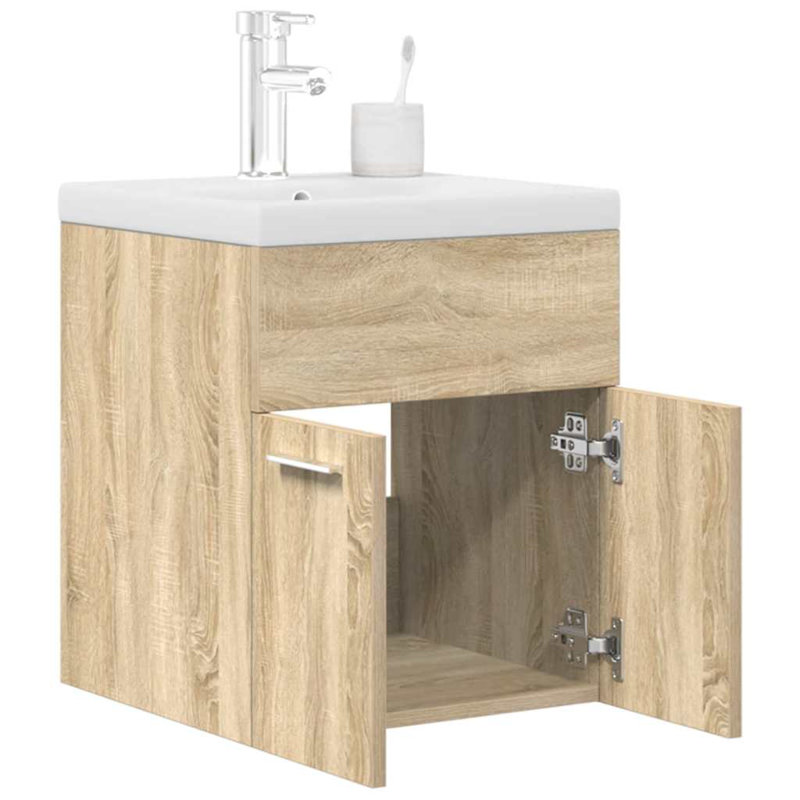 Sivi Single Vanity with Integrated Ceramic Basin, sonoma oak