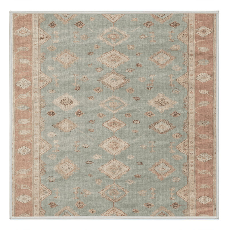 Tapis beige lavable à la machine Afyon, Carré 3 pi