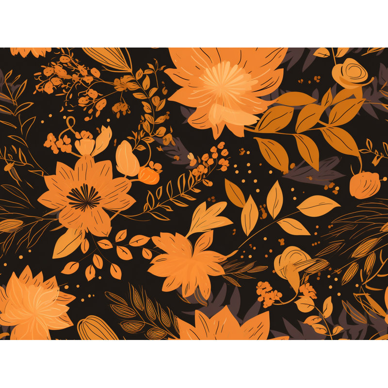 Machine Printed Duvet Cover, Twin Duvet Cover, Gold/Orange