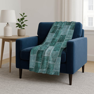 Addison Machine Washable Sherpa ASB772 Patchwork Throw Blanket
