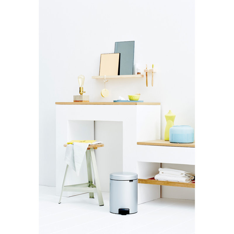 Brabantia NewIcon Step On Trash Can, 1.3 Gallon (5 Liter), Metallic Gray