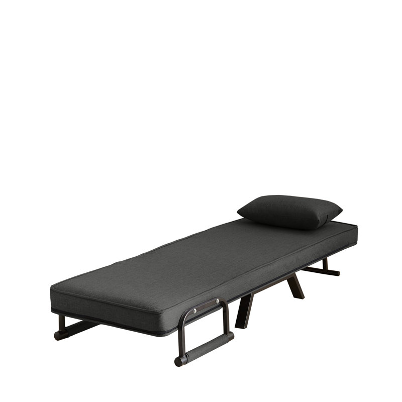 Fauteuil-lit pliant convertible avec dossier réglable à 5 positions, canapé-lit confortable pour les petits espaces, Noir