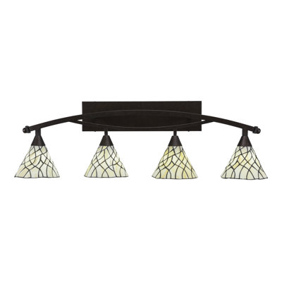 Eisenhauer Bow 4 Light Bath Bar Shown With 7" Sandhill Art Glass
