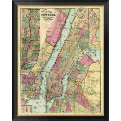 Map of New York and Adjacent Cities, 1874 by Gaylord Watson Framed Graphic Art on Canvas -  Global Gallery, GCF-295406-36-131