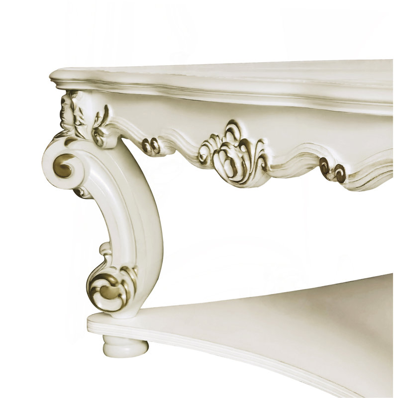 Table basse carrée à finition perle antique