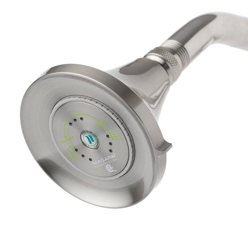 Brushed Nickel Water-Efficient Fixed Shower Head with Adjustable Spray