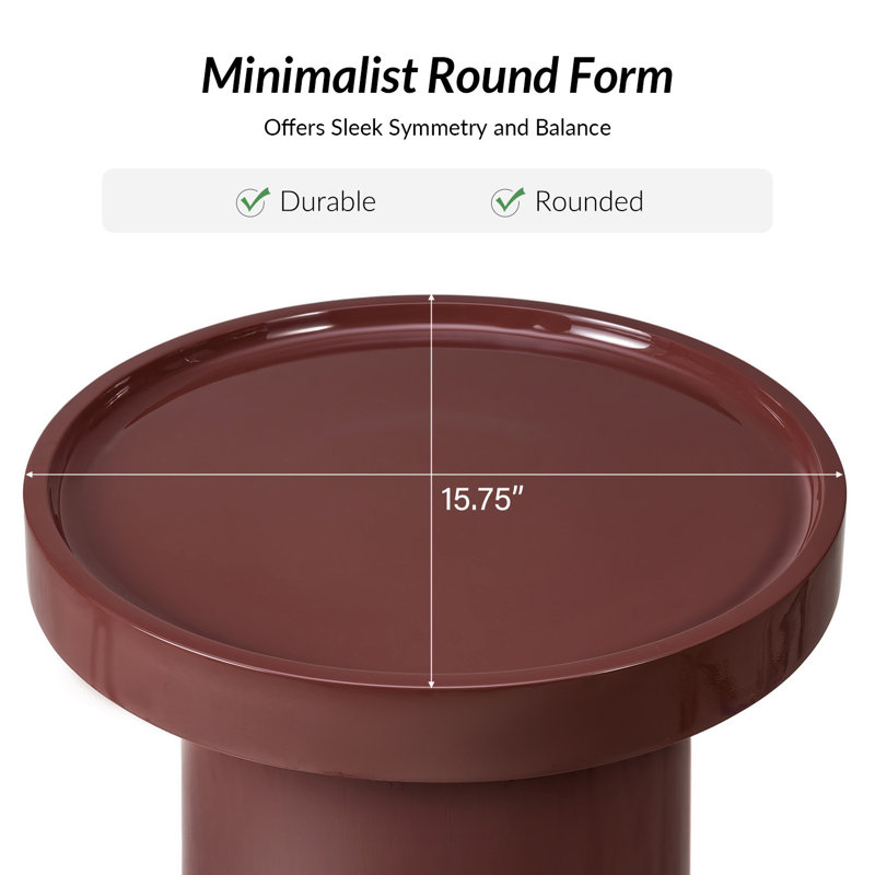 Musae Modern Round Fully Assembled End Table with Enamel Finish, Wine