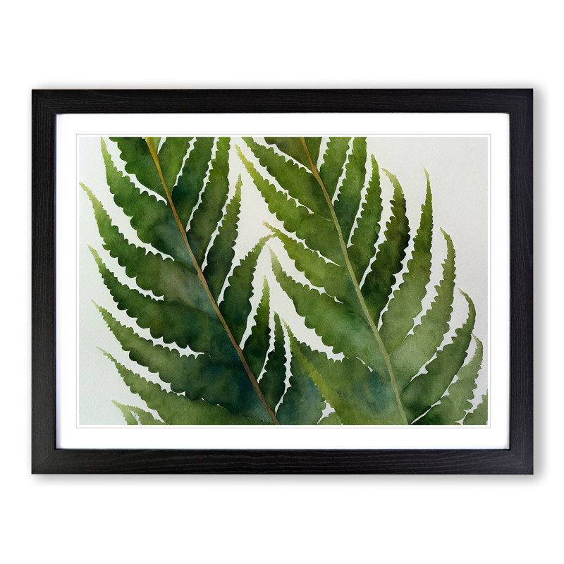 Fern Leaf Vol.2 - Single Picture Frame Painting, Black, 46cm H x 64cm W x 2cm D