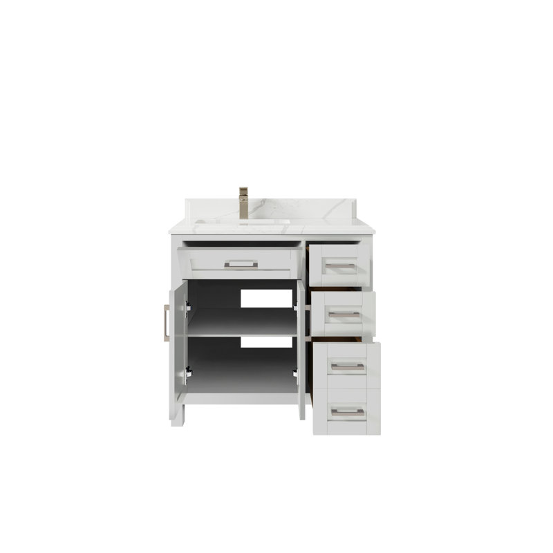 Ensemble de meuble-lavabo simple 36 po Gocha, Calacatta Laza, Gris Coventry