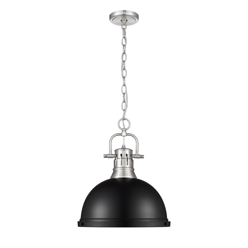 Luminaire suspendu en forme de dôme 1 lumière Alethia, Étain, Noir mat