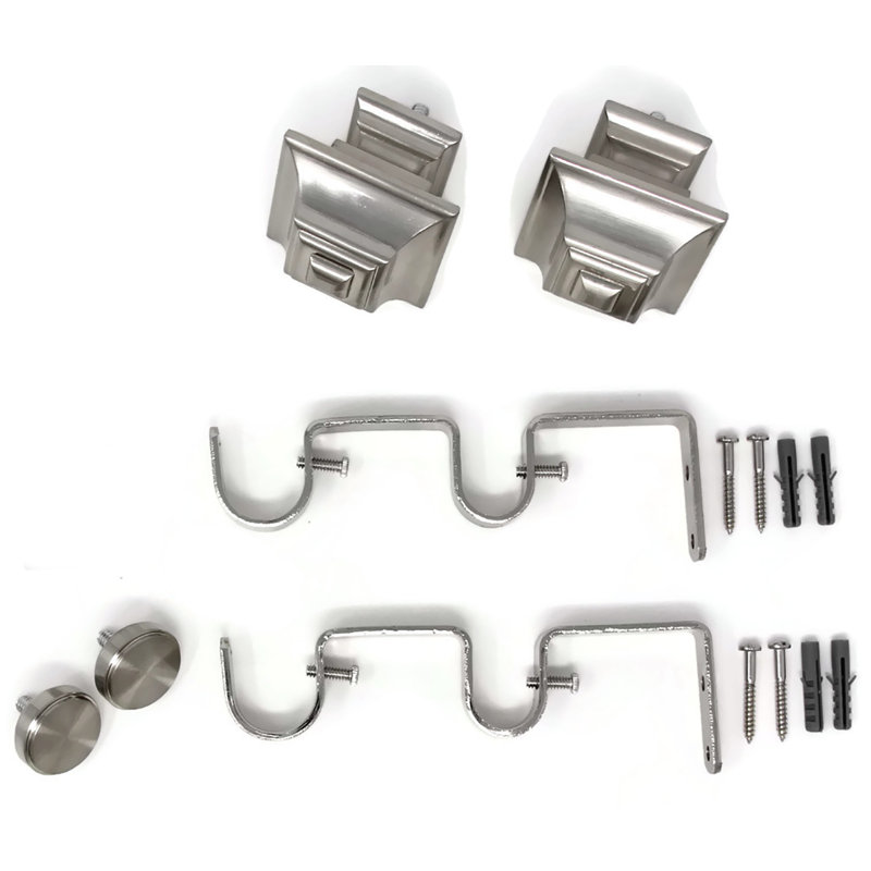 Tringle à rideaux double pour fenêtre Courter, Acier brossé, H 1 po x l 48 po x P 1 po