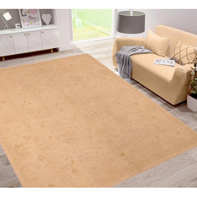 Tapis oriental brun clair en laine noué à la main 8 pi x 10 pi Baccio