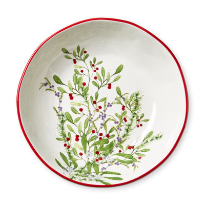 Winter Berries Serving Bowl Ceramic Christmas 67 Oz