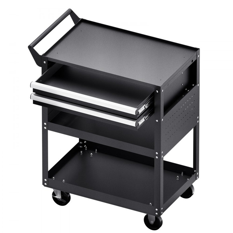 5-Tier Tool Cart on Wheels 400 lb Rolling Work Cart with Drawer & Pegboard