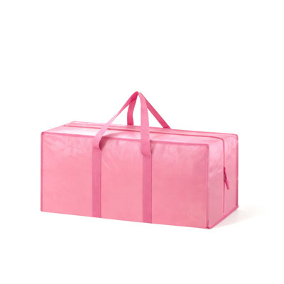 Extra Heavy Duty Large Moving Bags With Strong Zipper And Comfortable Handles, Sturdy Clothes Storage Totes For College Supplies, 6 Pack (Pink)