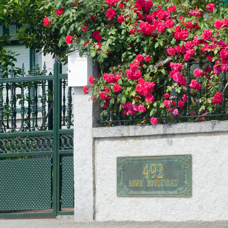 Plaque d'adresse murale sur 2 lignes Signature Series, Bronze, Oui, Vert-de-gris