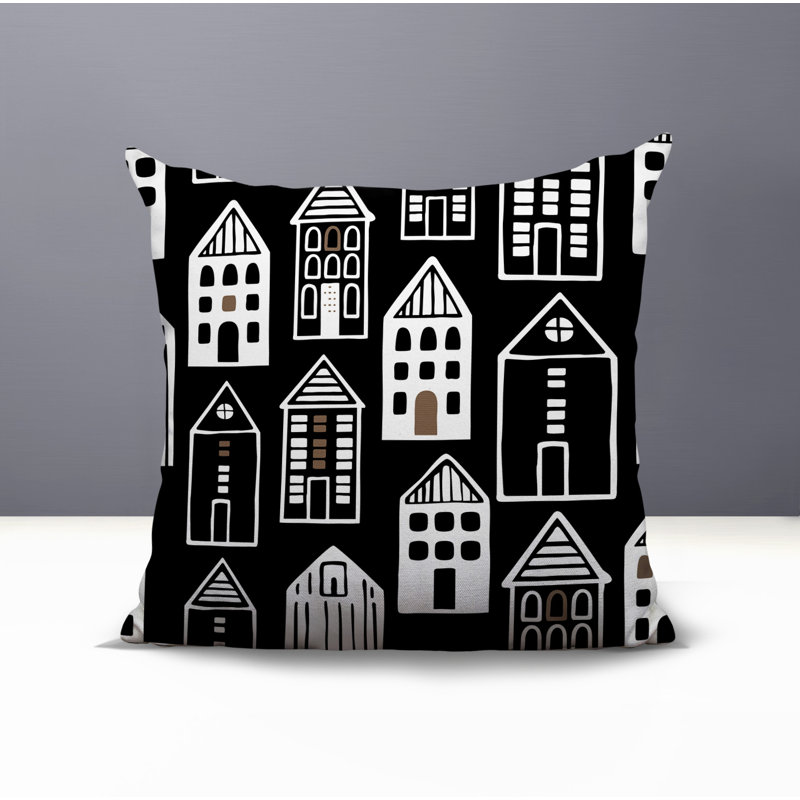 Oreiller carré réversible intérieur / extérieur Kito, Carré 19 po, Noir