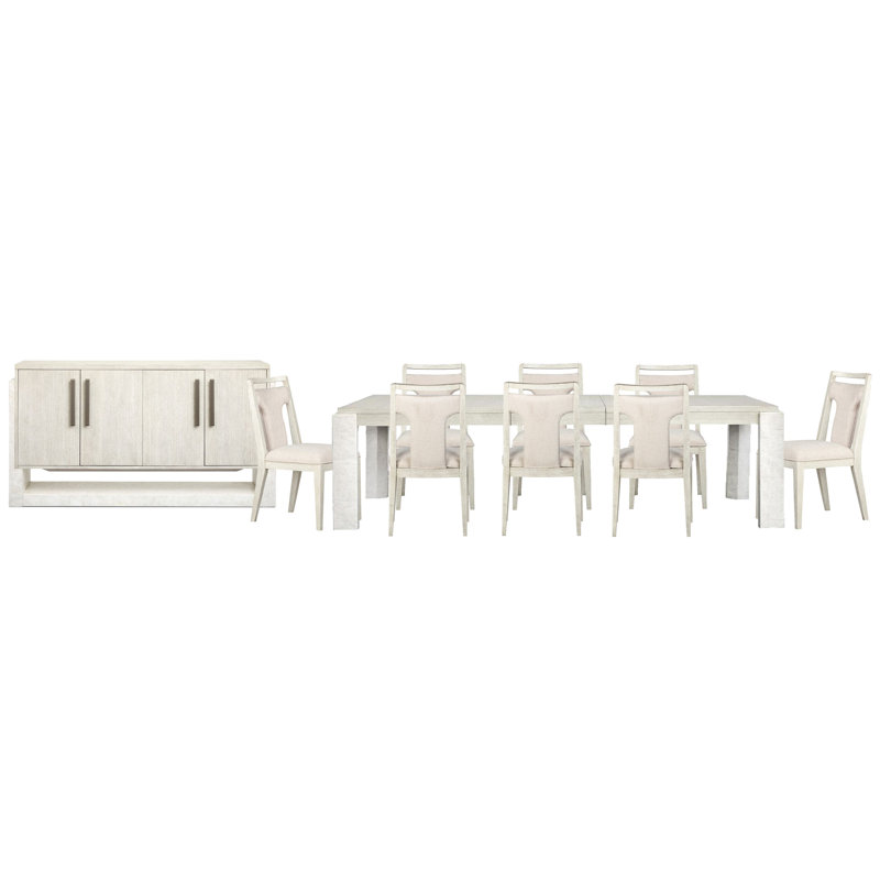 Table de salle à manger extensible rectangulaire avec 8 chaises d'appoint et une desserte