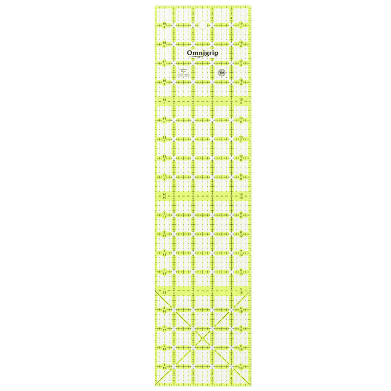 Règle de courtepointe rectangulaire antidérapante 5 po x 20 po Omnigrip