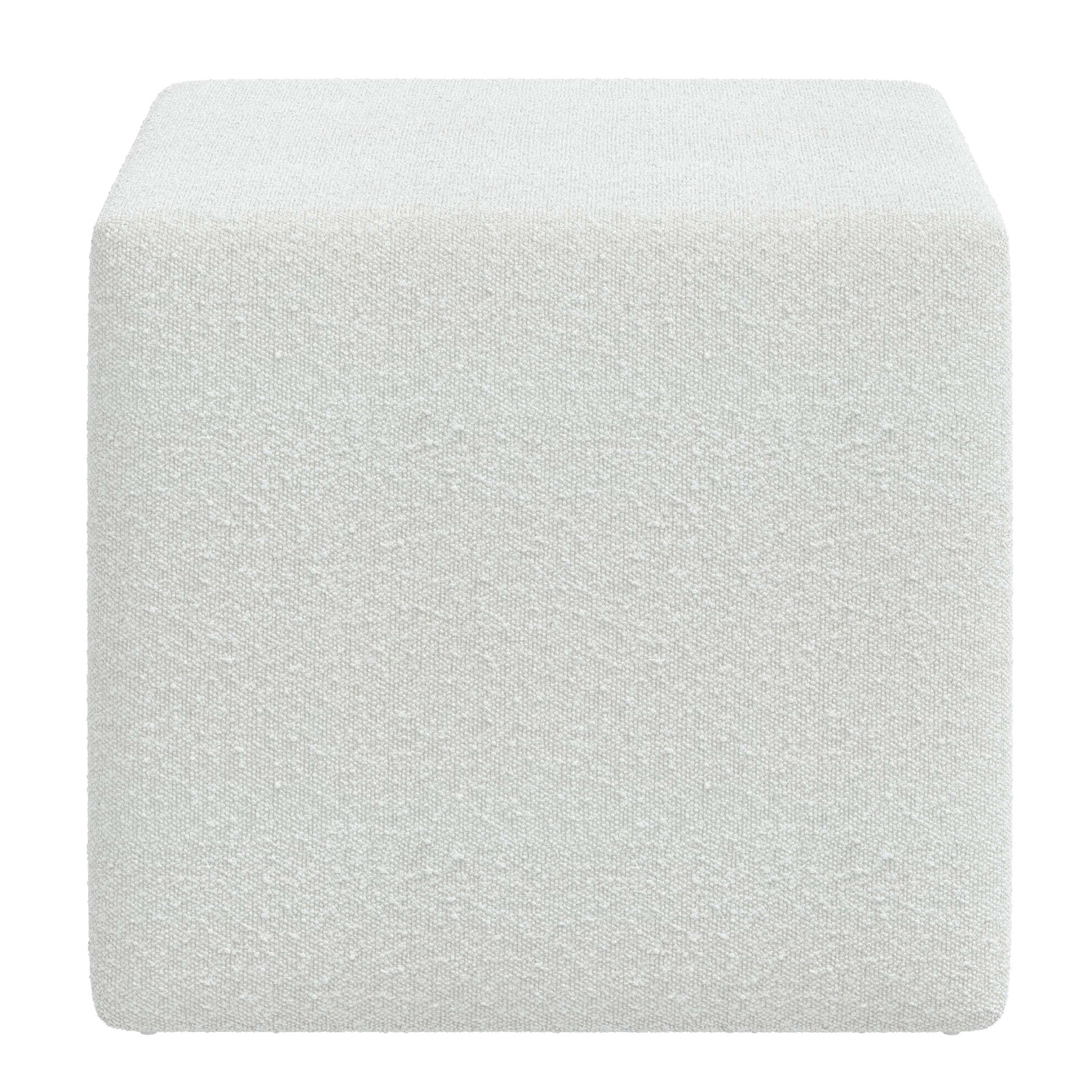 Bence Upholstered Ottoman, Classic Ivory Boucle