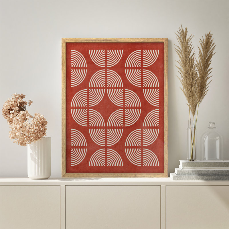 Affiche encadrée rustique de style Mid-Century, Naturel, H 14 po x l 11 po