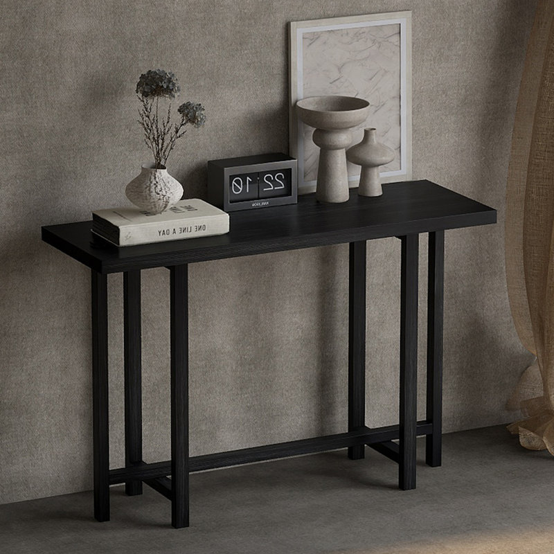 Retro simple rectangular household console table, Black