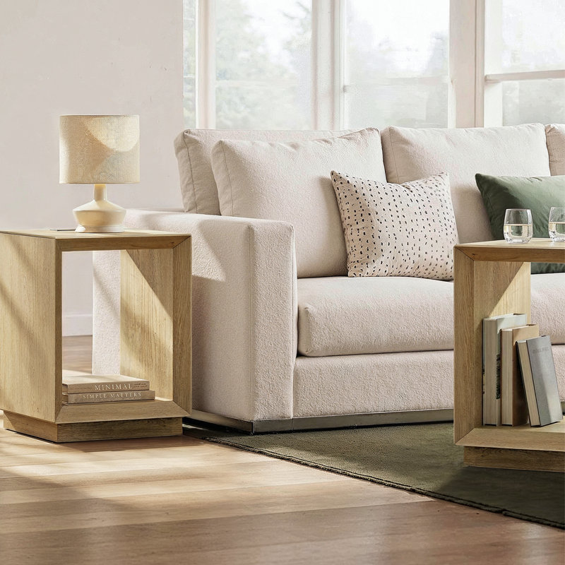 Table de bout à 2 niveaux avec station de charge, table de chevet avec ports et prises USB, table d'appoint en bois avec rangement ouvert pour le salon de la chambre à coucher
