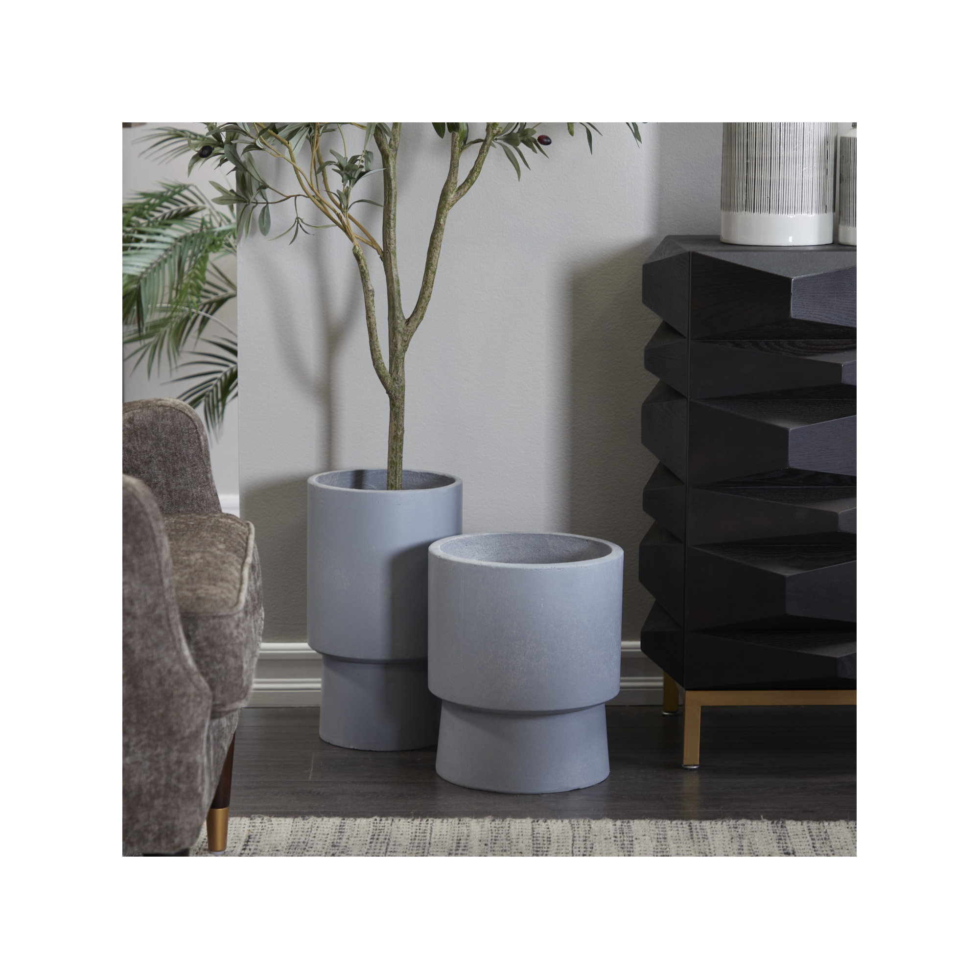 Robbins Pot Planter - Set of 2, 13.75" H x 11.85" W x 11.85" D, Gray