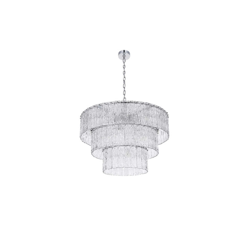 Lustre en verre 32 pouces Intisar, Chrome chrome