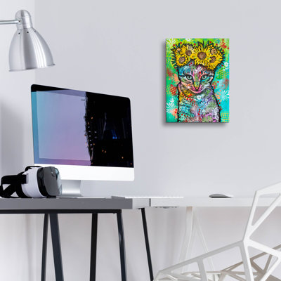 'Tabby Cat Daisies' by Dean Russo Acrylic Glass Wal Art