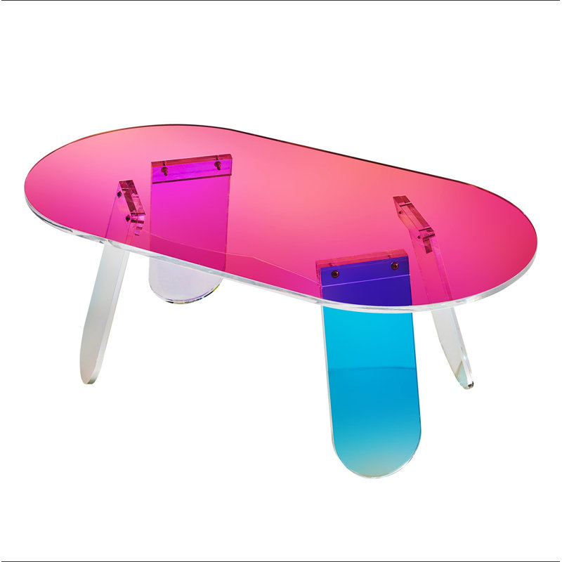 Table basse, table de bout irisée, table d'appoint colorée de 13,8 pouces de hauteur, pour le café, les boissons, la nourriture, les collations utilisées dans le salon, la cour, la terrasse