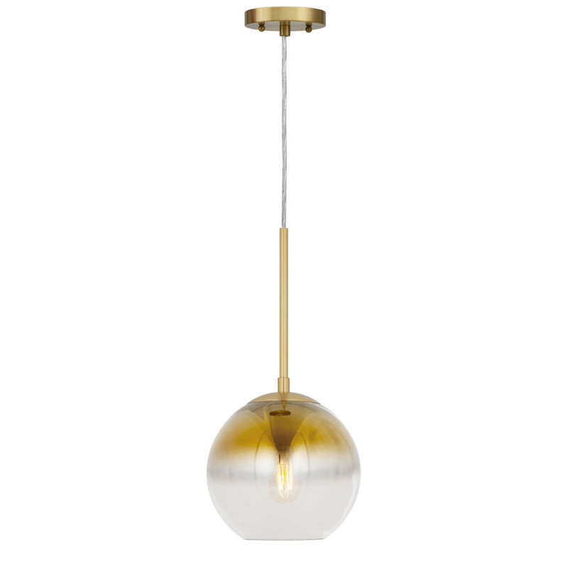 Luminaire suspendu sphère 1 lumière Madilynn, Or doux, Transparent, H 20 po x l 12 po x P 12 po