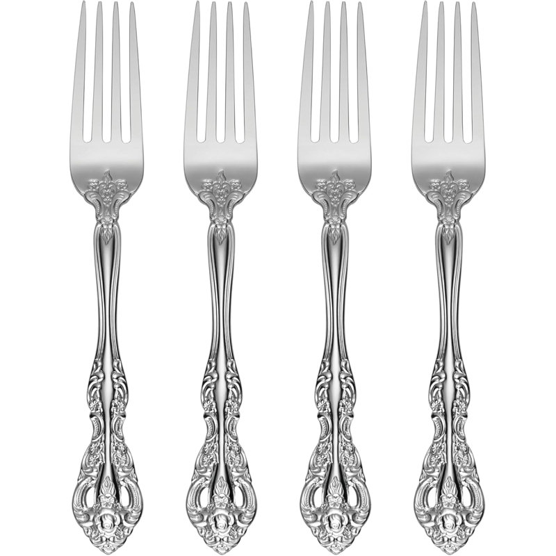  Michelangelo Stainless Steel Flatware Dinner Fork, Set of 4, Silver