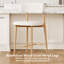 Ensemble de 2 tabourets de bar de style Mid-Century modernes, chaises de bar rembourrées en lin beige, siège incurvé ergonomique avec pieds en métal grain de noyer, capacité de poids de 300 lb pour le bar de l'îlot de cuisine-1646848380-1646848383