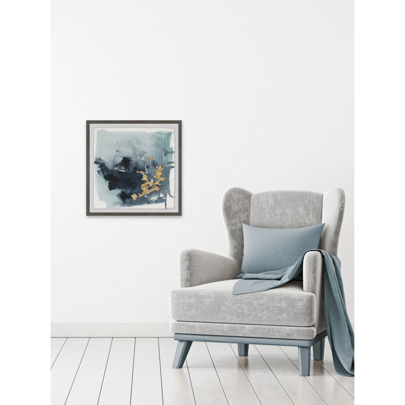 «Cerulean and Gold I», reproduction de peinture acrylique encadrée, H 32 po x l 32 po x P 1,5 po