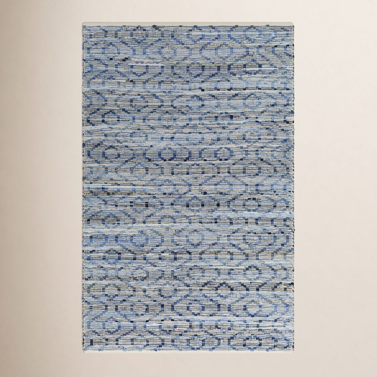 Denyer Handmade Recycled P.E.T Tan, Beige, Dark Blue, Blue, Light Blue Rug, Rectangle 8' x 10'