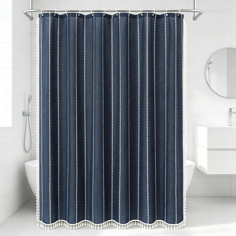 Rideau de douche Boho Farmhouse, Navy