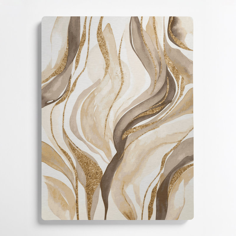 Abstrait aquarelle 42, art mural en métal beige