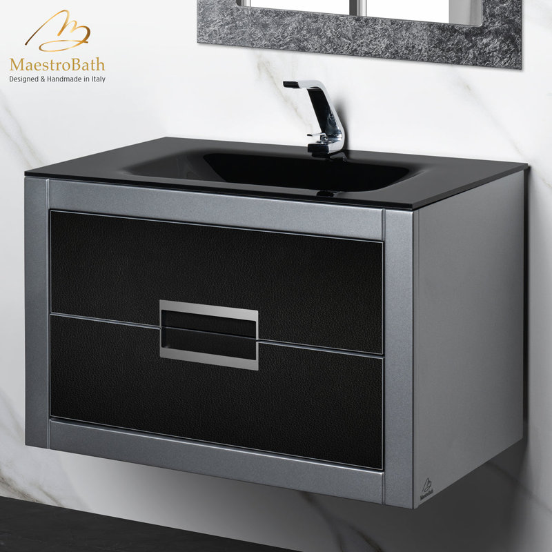 Danya 32'' W Single Vanity, Silver, Silver, Black
