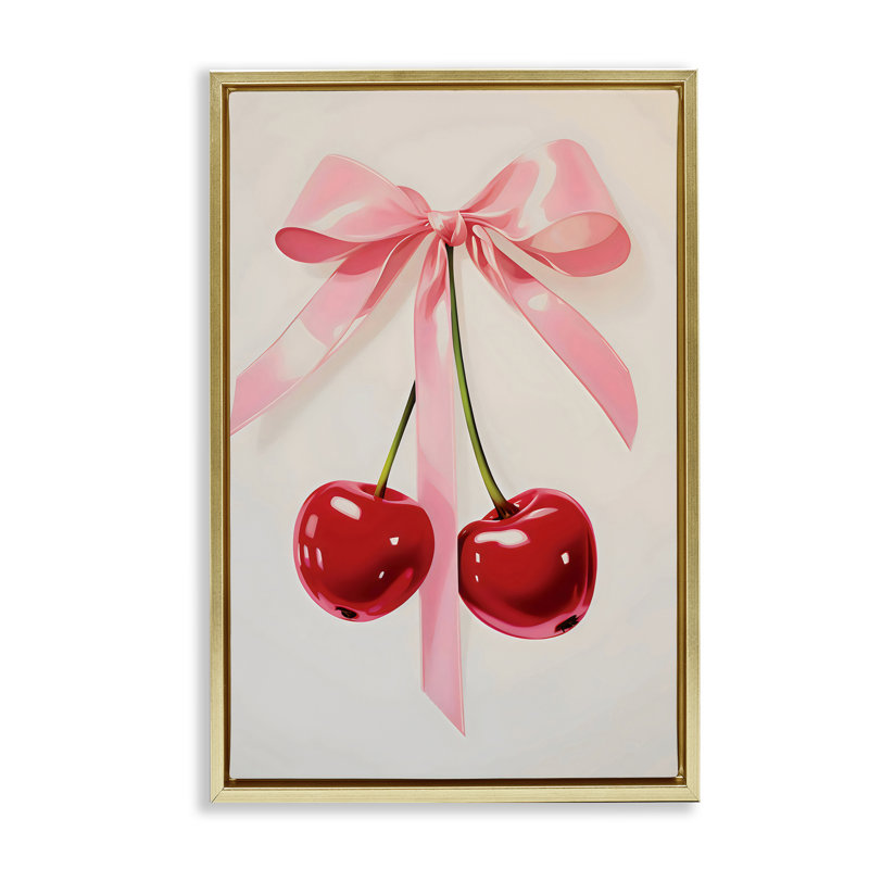 Tied With A Pink Bow Floating Frame, design by Creative Studio, 31" H x 21" W, Metallic Gold Floater Frame