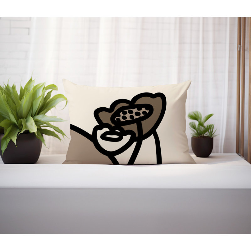 Coussin lombaire réversible intérieur / extérieur Jai Abstract, H 14 po x l 20 po, Beige