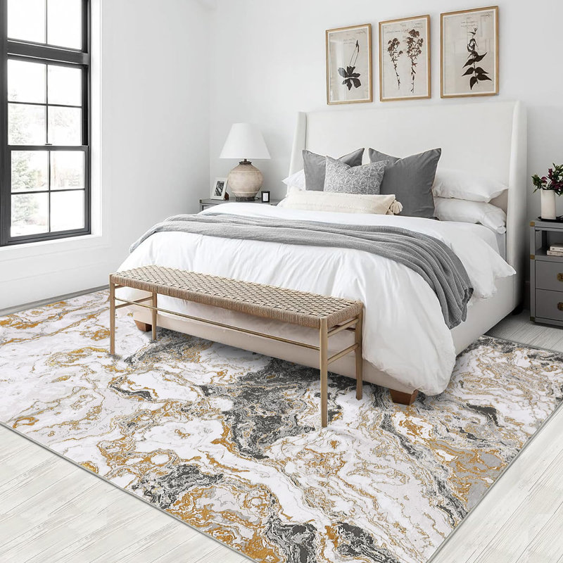 Rectangle Abstract Washable Area Rug, Grey, Rectangle 240 x 340 cm