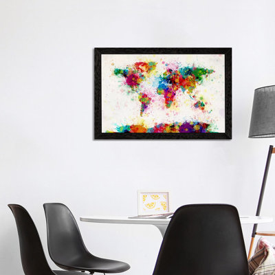 World Map Paint Drops III by Michael Tompsett - Painting on Canvas
